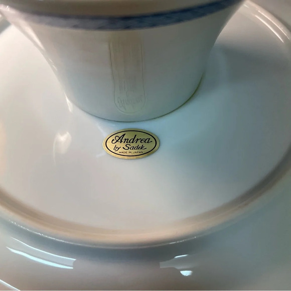 Andrea By safely Blue Rose Porcelain Cake Plate With Server Set width 11” - Picture 6 of 7